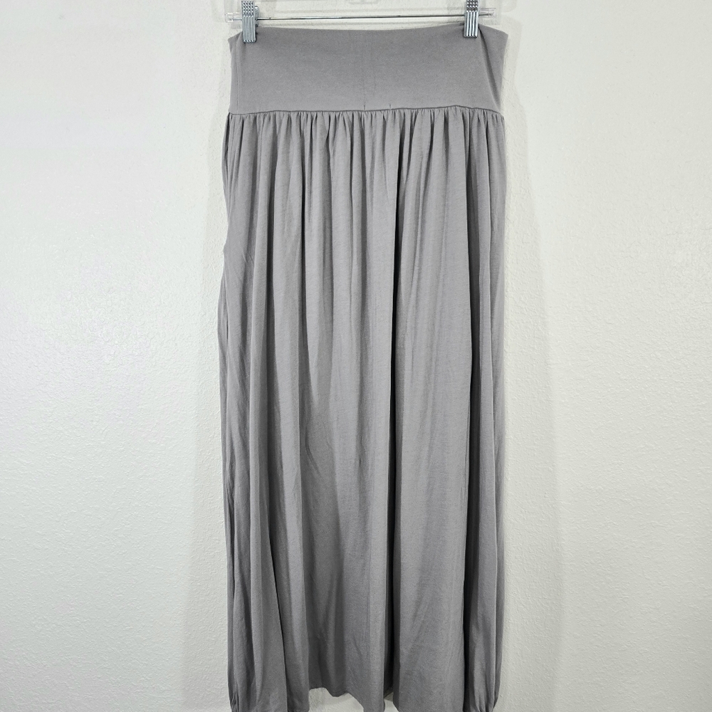 Garnet Hill Light Gray Flowing Maxi Skirt w/Pockets Boho Prairie Cottagecore, L - Picture 5 of 7